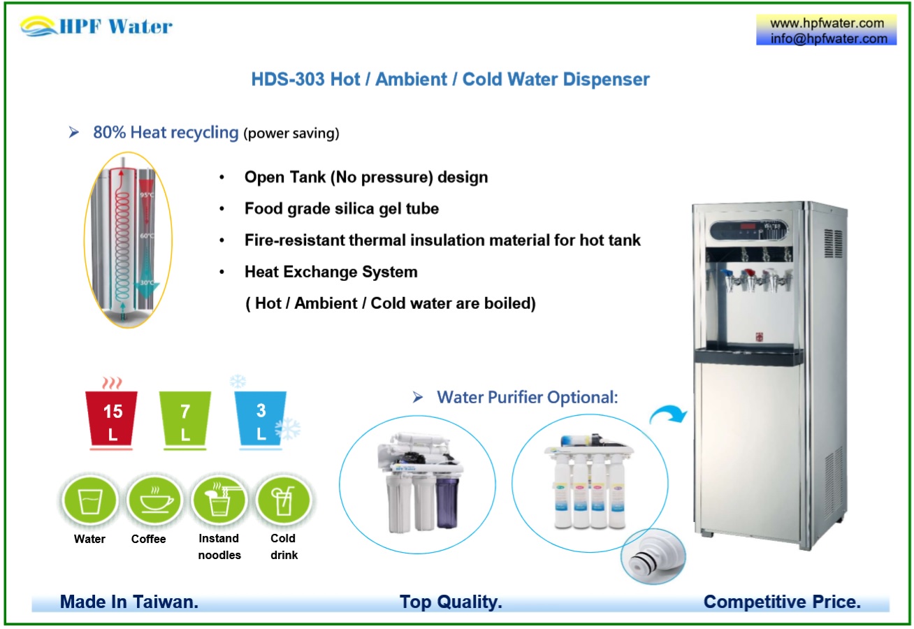 Stainless Steel Hot Ambient Cold Water Dispenser made in Taiwan